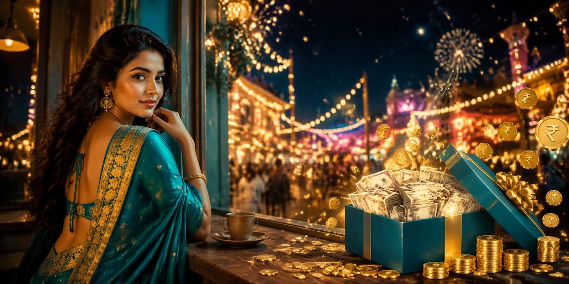 Indian woman watching and placing bets on live Andar Bahar game via mobile device